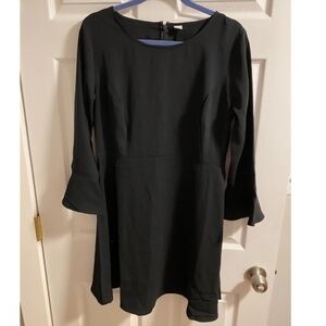 Old Navy Black Flowy Dress Fluted Bell Sleeves Ruched Back Side Panels Women's S